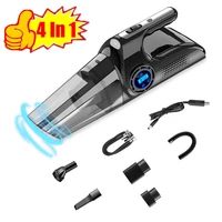 portable 4 in 1 handheld car vacuum cleaner with led light 12v powerful vacuum cleaner digital tire inflator electric air pump