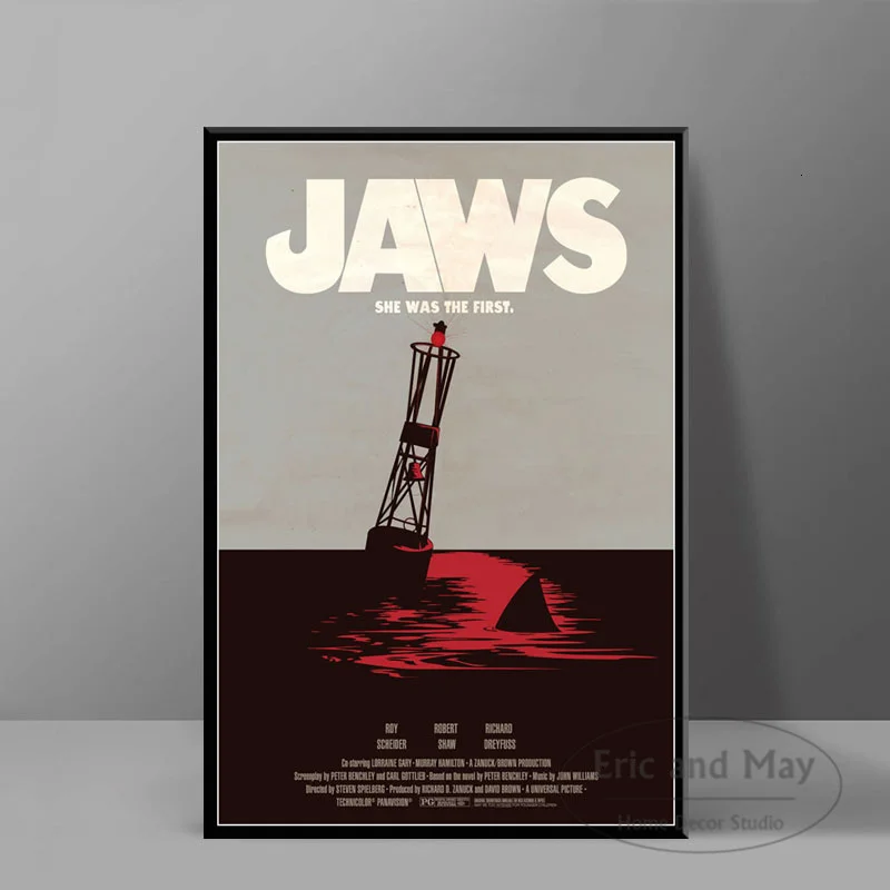 Плакаты и принты из классических фильмов Акула в винтажном стиле - купить по