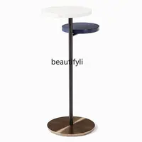 yj French Entry Lux Marble Living Room Sofa Small Table Personality Metal Creativity Corner Table Coffee Table