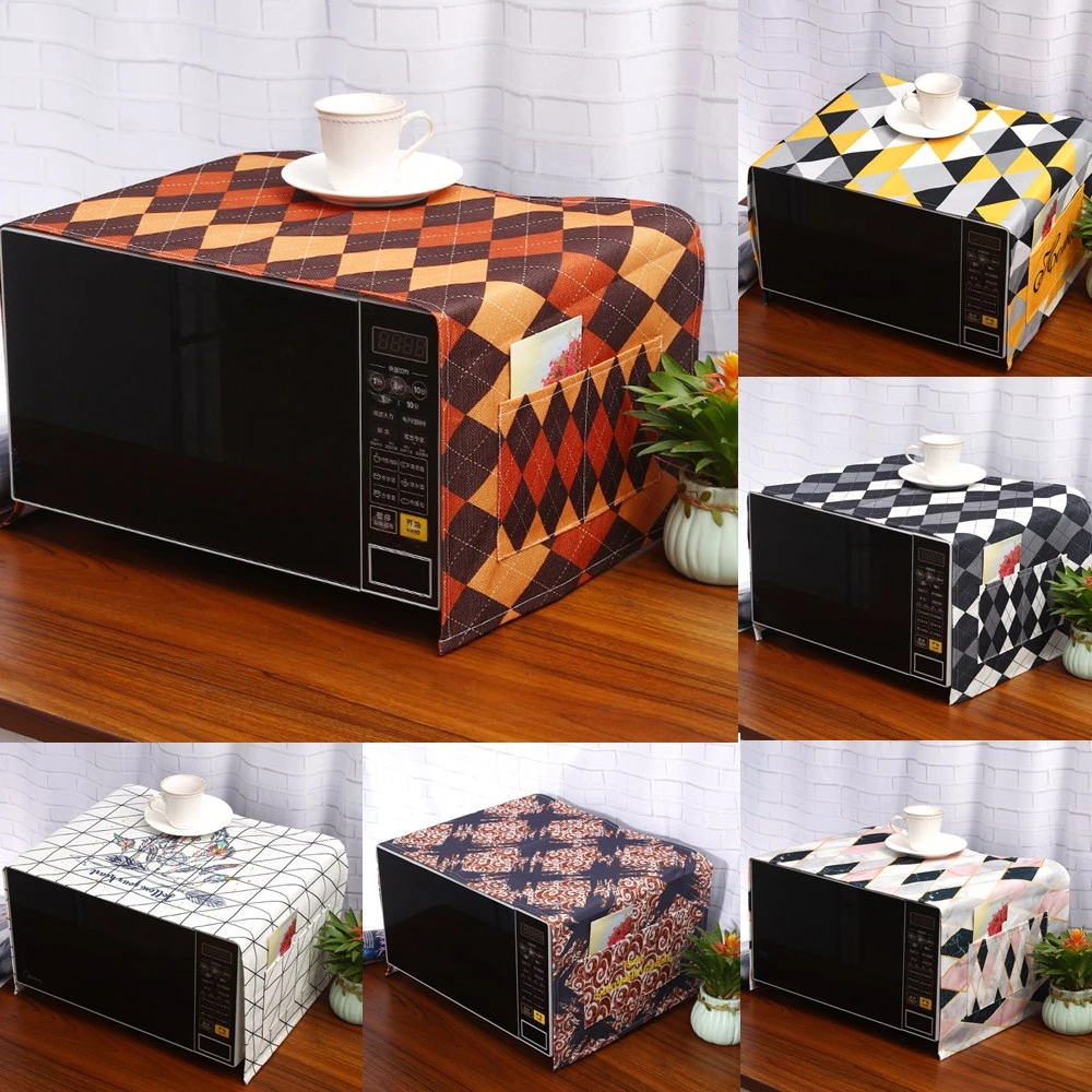 

Brown Geometric Rhombus Dust Cover For Inverter microwave oven micro-steaming and baking machine Grid Plaid Linen Dust Protector