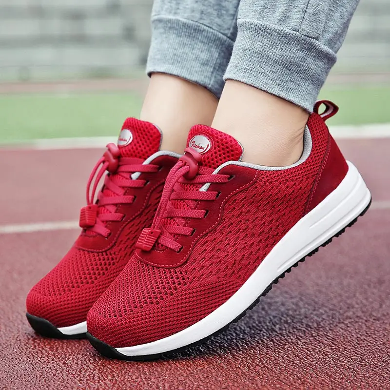 

Large Size Summer Sports Woman Running Shoes Women Sport Shoes Ladies Sneakers 2021 Red Bascket Femme Tennis Toning Walk E-1075