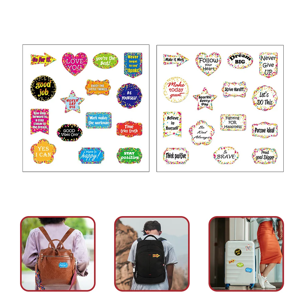 

2 Sets of Positive English Phrase Stickers Decorative Stickers for Book Wall Scrapbook