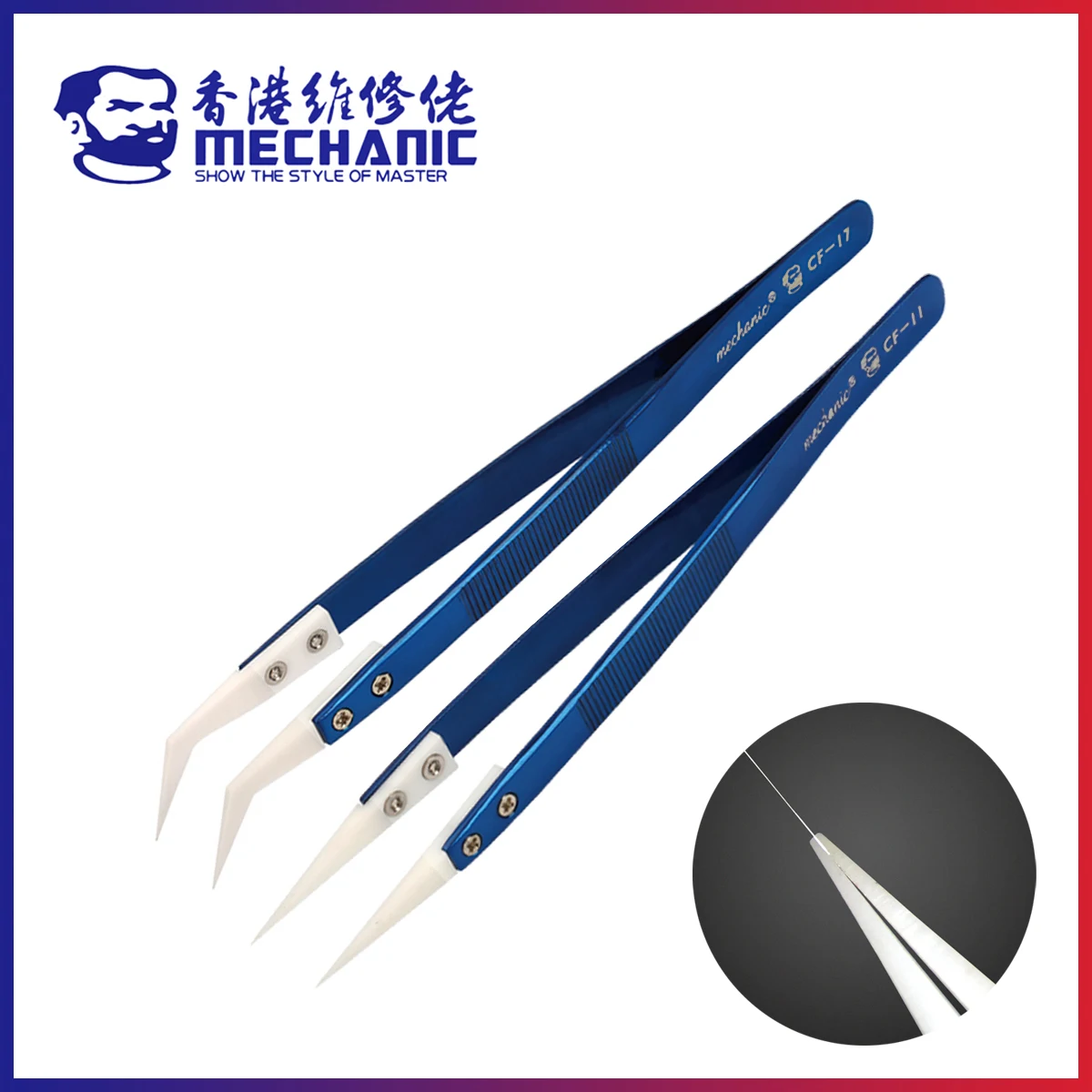 MECHANIC CF Series High Precision Insulation Ceramic Anti-magnetic Anti-Static Special Tweezers For Phone Flying Wire Repair