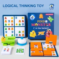 matching toy wooden cartoon find monster gam puzzle montessori toys thinking challenge educational board game family toys