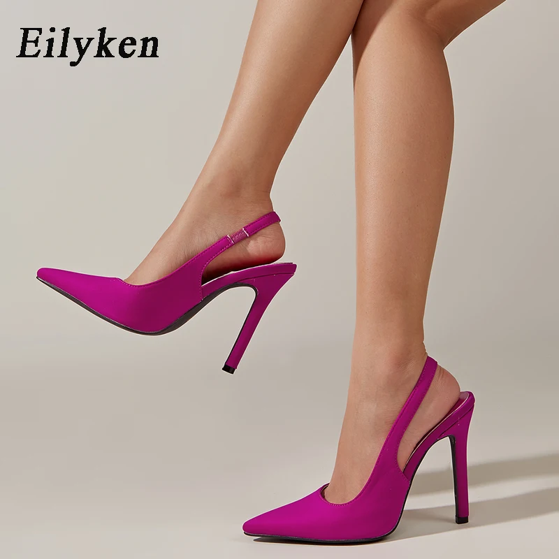 

Eilyken 2022 New Runway Style High Heels Women Pumps Summer Pointed Toe Lady Party Prom Shoes Mules Stiletto Sandals