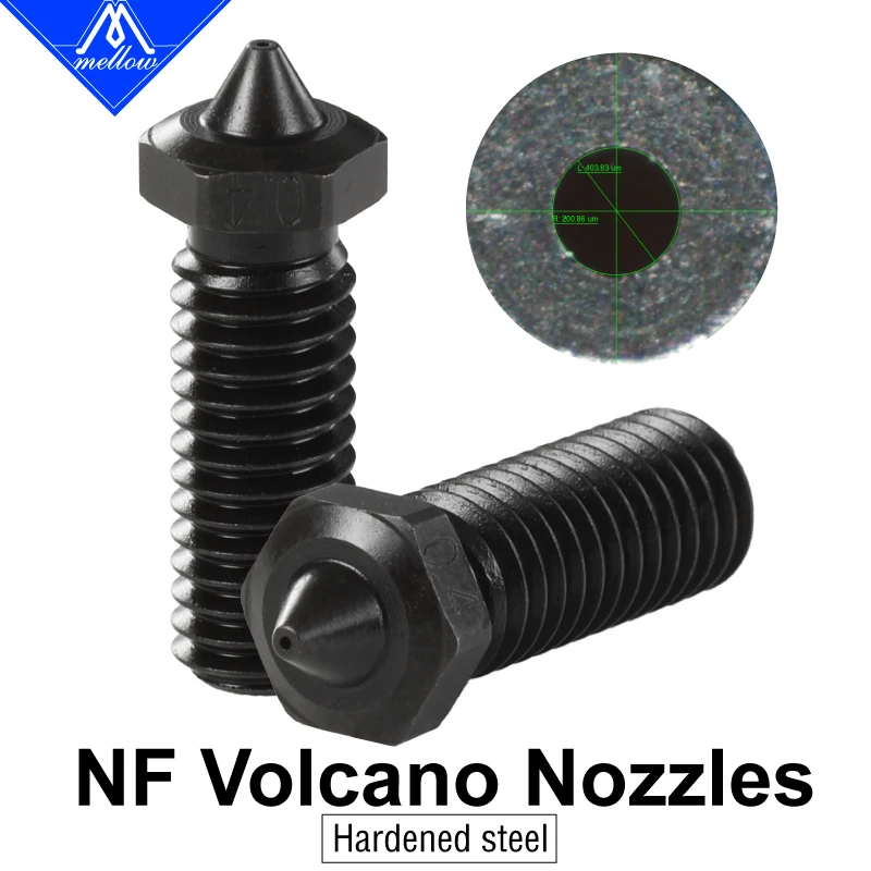 

2023 Mellow 1Pcs NF Hardened Steel Sharp Volcano Nozzles For High Temperature V6 Volcano Hotend J-head 3D Priter Parts --------