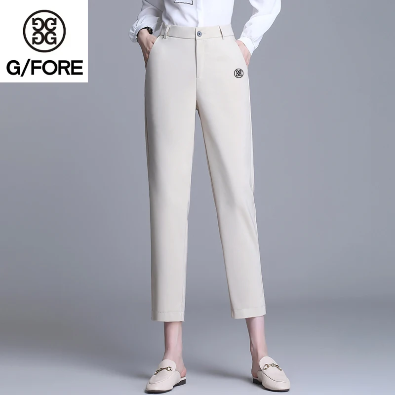 Golf Versatile Black in Spring and Autumn 2023 Women's Korean Version of High-waisted Slim Elastic Nine-point Suit Pants