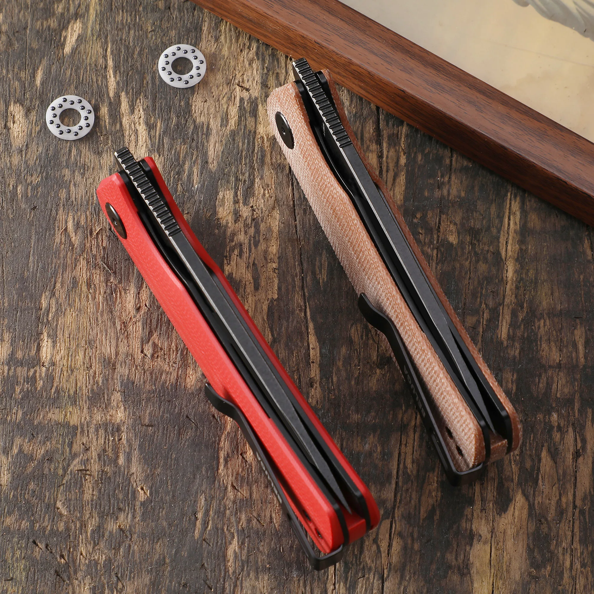 Petrified Fish PFP01T K110 Steel Blade Ceramics Ball Bearings Folding Knife Flax Handle Outdoor Hunting EDC Pocket Tools |
