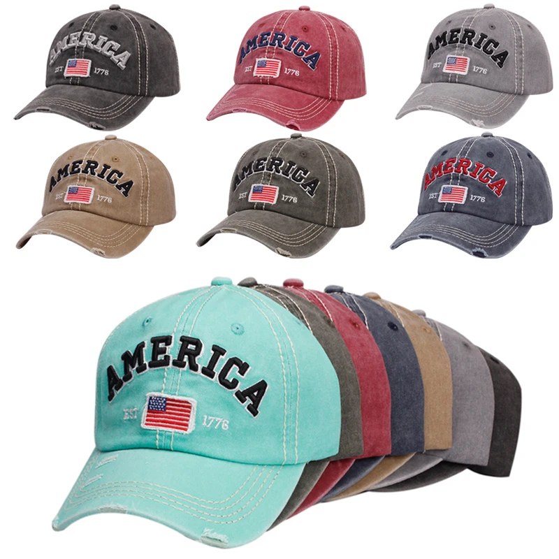

Outdoor America Embroidery Baseball Caps Four Seasons Men Women Snapback Hip Hop Hat Summer Cotton Sun Gorras Unisex Streetwear