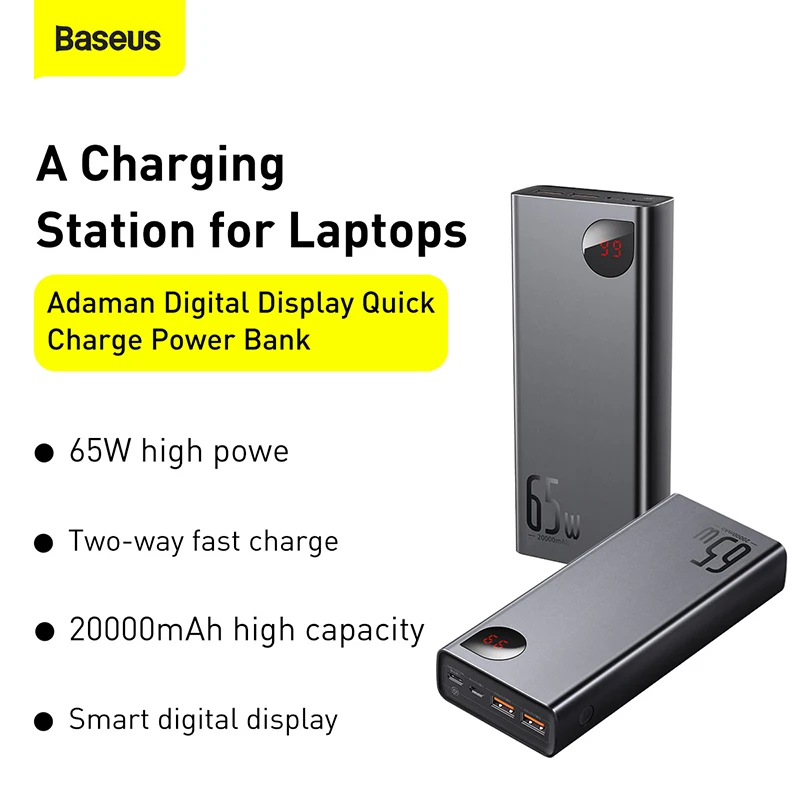20000mAh 65W Metal Digital Display Portable Quick Power Bank For Baseus enlarge