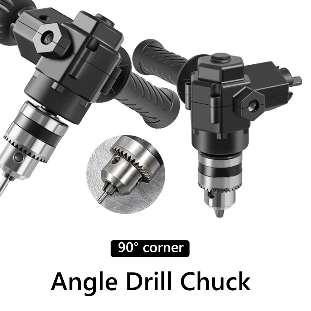 

Portable 90° Three-jaw Angle Drill Chuck Corner Impact Drill Adapter Right Angle Bend Extension Chuck Drill Adapter Narrow Space