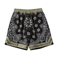 mens shorts high street tide brand street hip hop loose casual shorts cashew flower military shorts for men