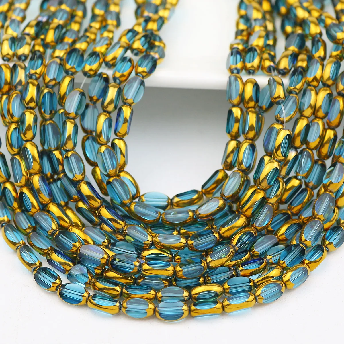 Позолоченные граненые прозрачные синие кристаллы свободные бусины Kandi проставки