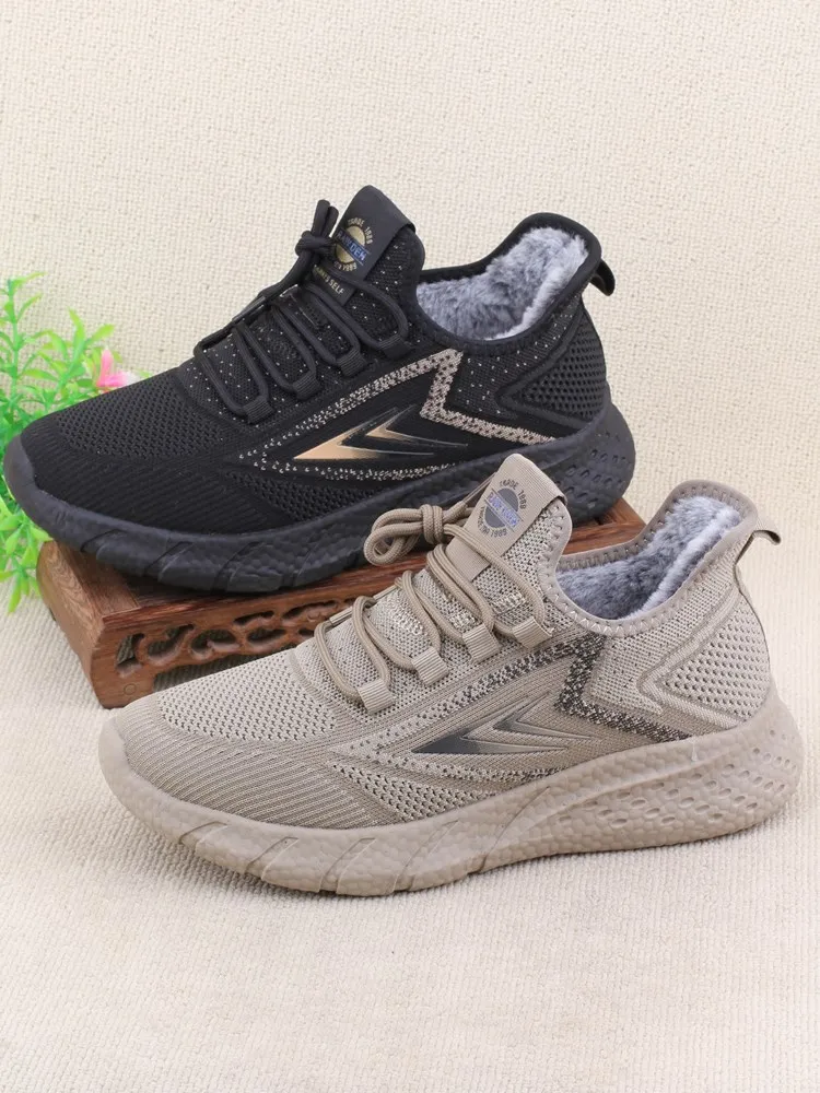 Old Beijing Cloth Shoes Men's Cotton Winter Fleece-lined Sports Casual Slip-on Versatile Light Bottom Non-Slip Wa...