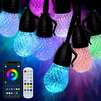 rgb outdoor globe led string lights 15m g40 bulb bluetooth street garland lights for wedding holiday home party patio decoration