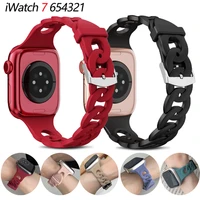 silicone strap for apple watch band 44mm 45mm 41mm 42mm 38mm 40mm sport rubber watchband bracelet for iwatch serie 3 5 6 7 se