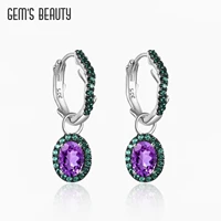 gems beauty natural amethyst handmade womens statement earrings 925 sterling silver gemstone lever back earrings fine jewelry