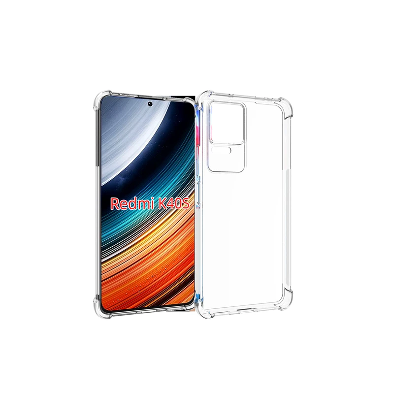 

Чехол для Xiaomi Redmi K40S Мобильный телефон прозрачный полноразмерный ТПУ с четырьмя углами противоударный силиконовый защитный мягкий чехол