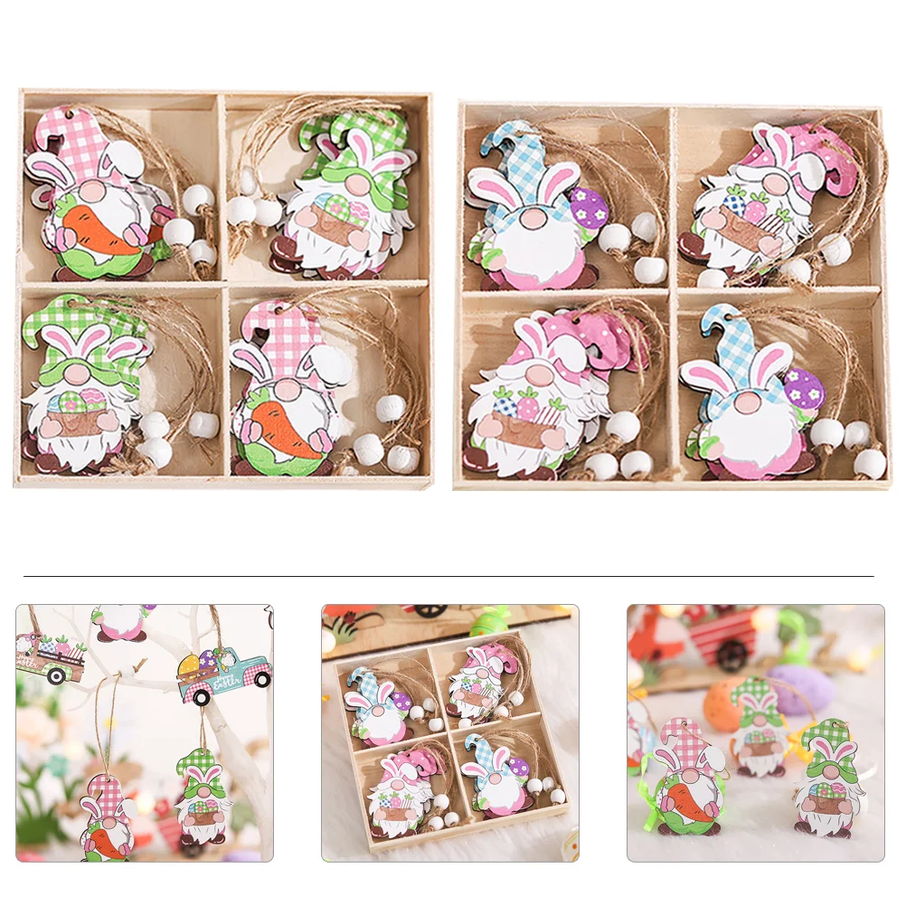 

24Pcs Wooden Hanging Easter Gnome Ornaments Exquisite Easter Decors Easter Gnome Signs