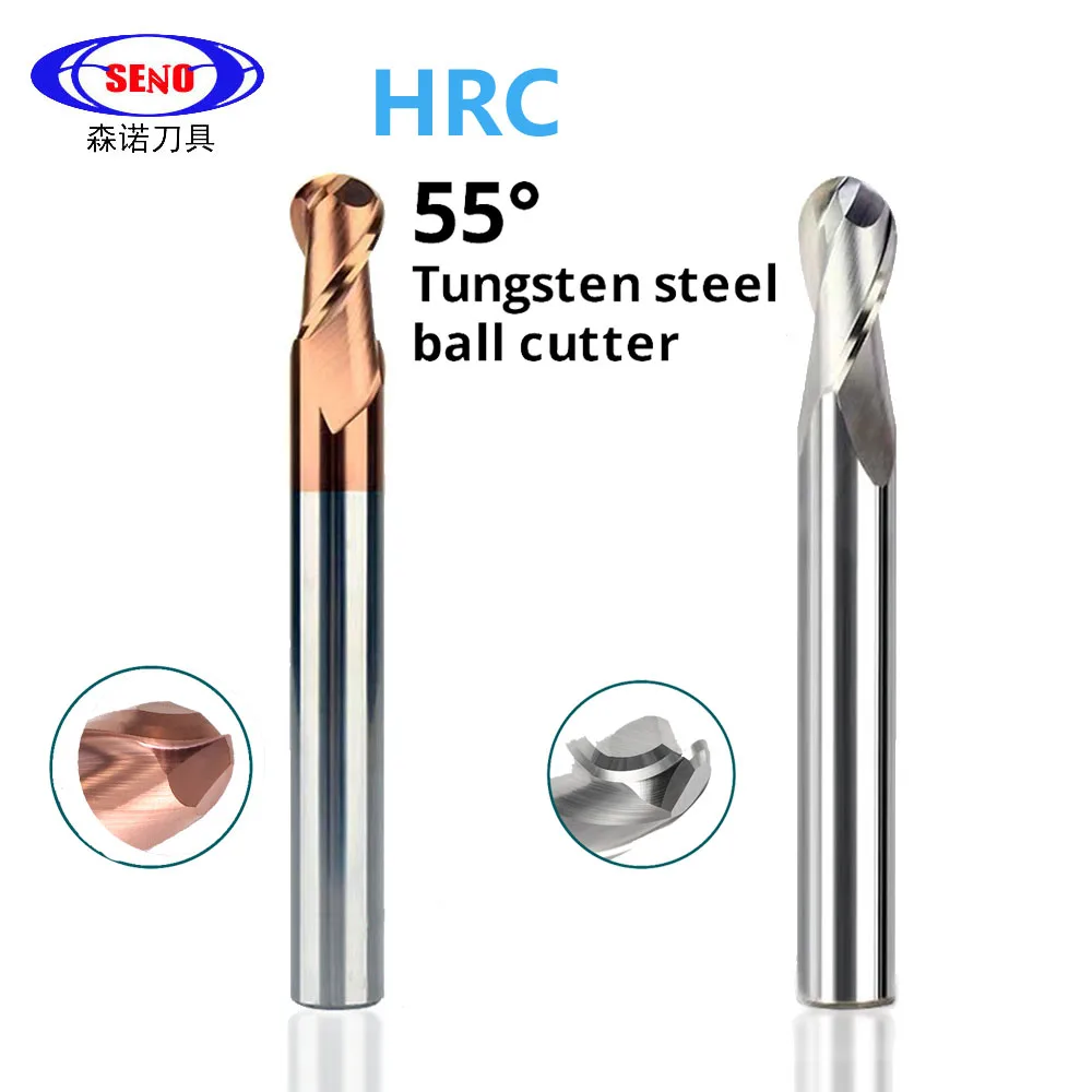 

SENO HRC55 Ball Nose End Mills Alloy Coating Milling Cutter Tungsten Steel Router Bits Cnc Maching Milling Tools R0.5 to R10