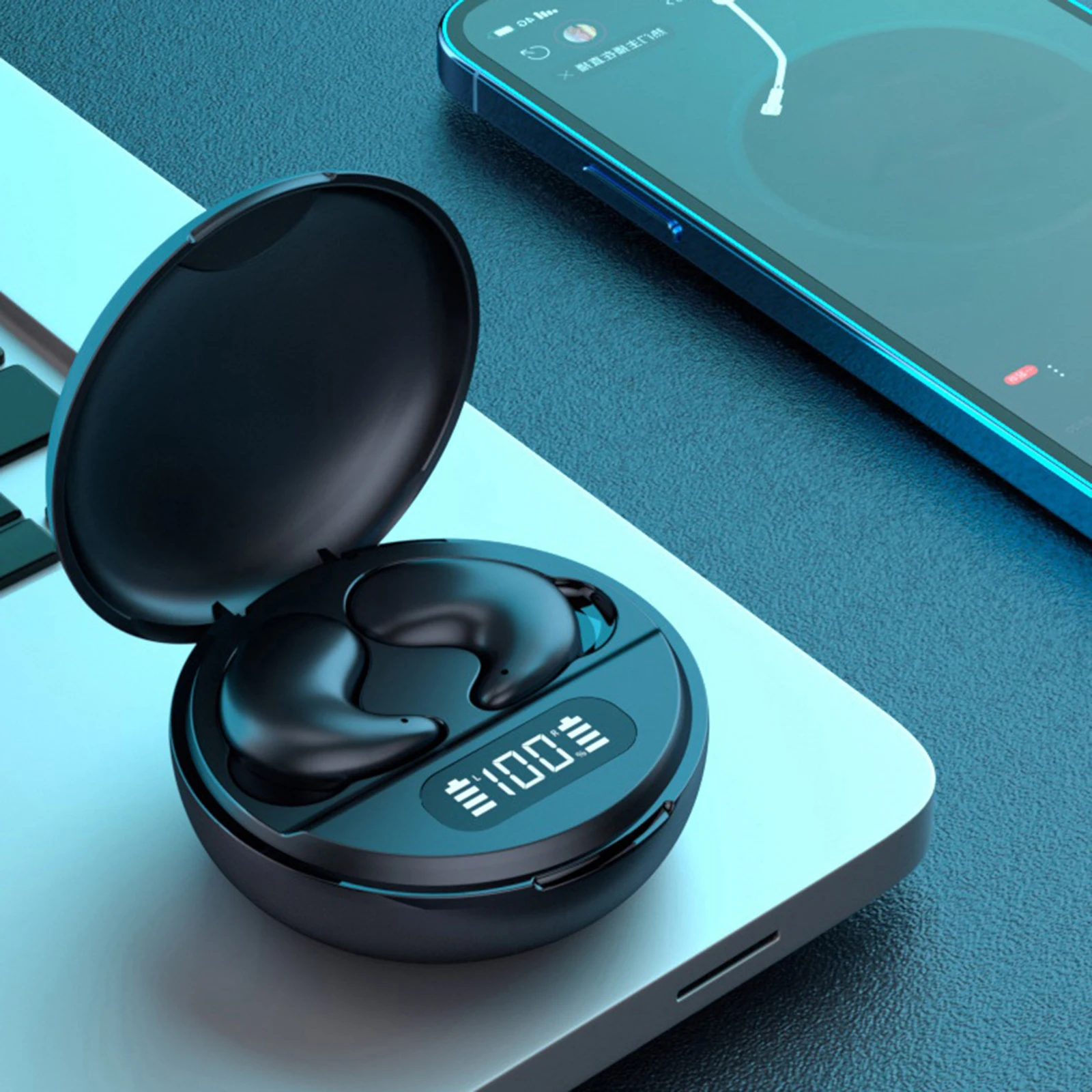 Фото Bluetooth-совместимые наушники-переводчики 5.3 с ИИ для перевода в реальном времени, наушники для сна, работы и спорта №4