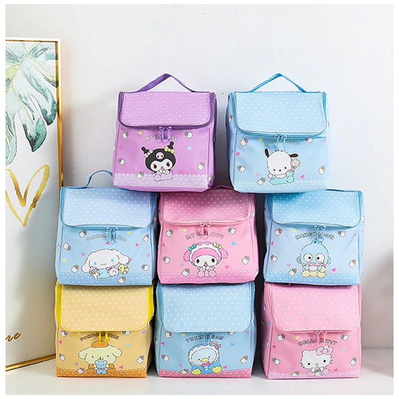 

Sanrioed Cinnamoroll Kuromi Purin Dog My Melody Kt Cat полакко аниме кавайная вместительная сумка, милые Мультяшные косметички