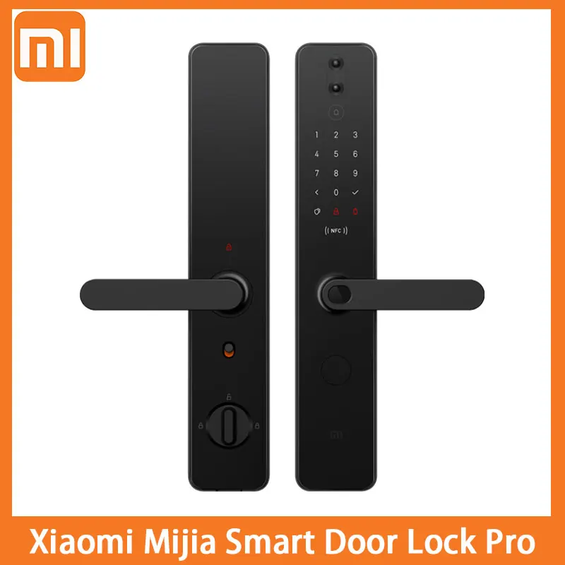 Xiaomi-cerradura de puerta inteligente Mijia Pro, dispositivo con contraseña de huella digital, NFC, desbloqueo, 1080P, detección de cámara, alarma, funciona con HomeKit y aplicación Mi Home