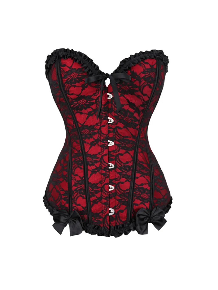 

Court Shapewear Tunic with Waist Support Chest Sexy Lace Tight Tummy Wcorsets for Women Steampunk Bustier Cuir Underbust Corset