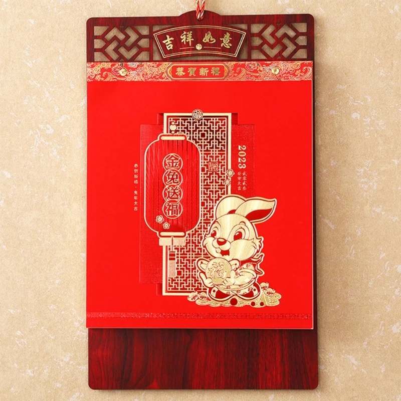 

2023 Chinese Calendar Monthly Hanging Wall Calendar for Year of The Rabbit Chinese Lunar Calendar New Year Decorations F19E