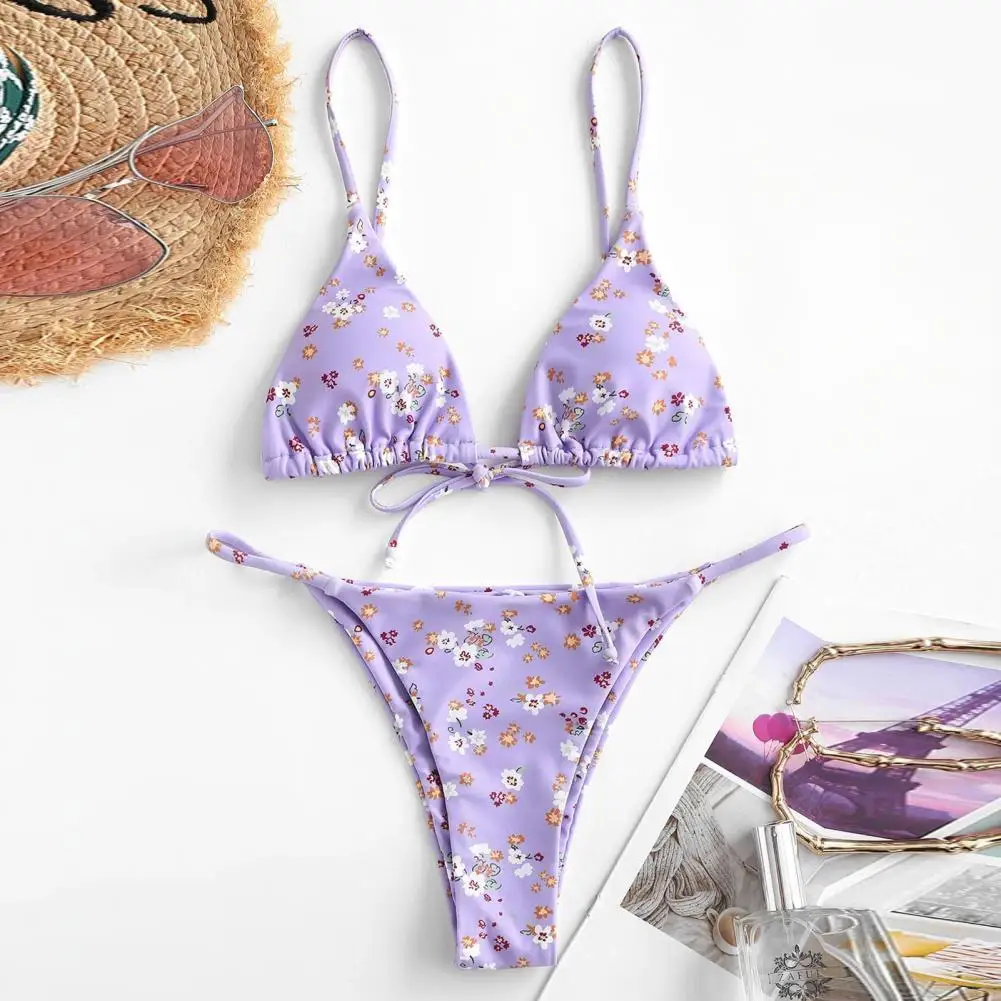 

Cute Women Swimwear Backless Colorful Comfortable Floral Bikini Set Women Swimsuit Women Swimsuit 2 Pcs/Set