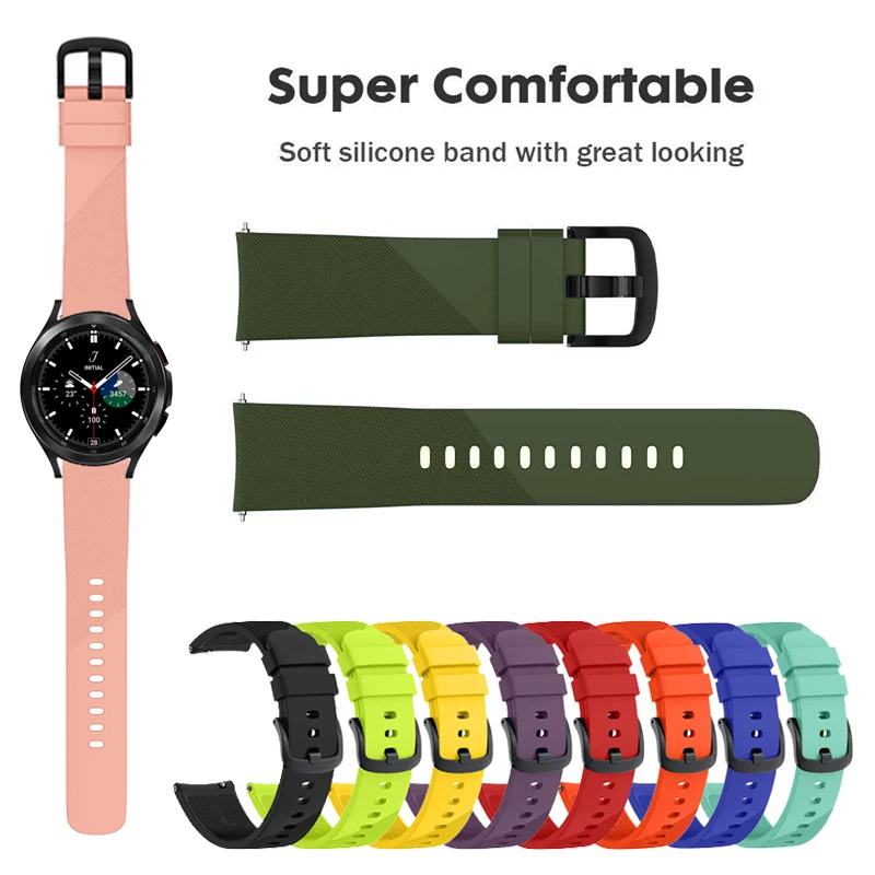 

Ремешок силиконовый для Samsung Galaxy Watch 4 40 мм 44 мм, сменный Браслет для наручных часов Classic 42 мм 46 мм, Gear Sport S4, 20 мм