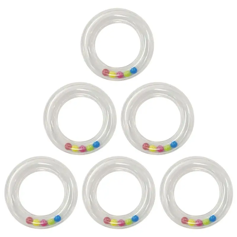 6Pcs Plastic Rattles Ring DIY Hand Rattle Bell Baby Pacifying Rattles Accessories