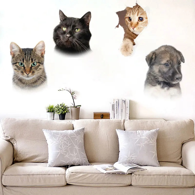 

Toilet Stickers 3D Cat Vivid Wall Sticker 2021 Fashion Lovely Animal Pvc Waterproof Decal For Bathroom Toilet Kicthen Decorativ