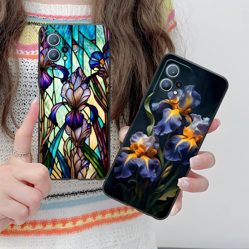 Красивый чехол для мобильного телефона Iris Flower Huawei P60 P50 P40 P30 P20 P10 P9 P8 Pro Lite Plus черный