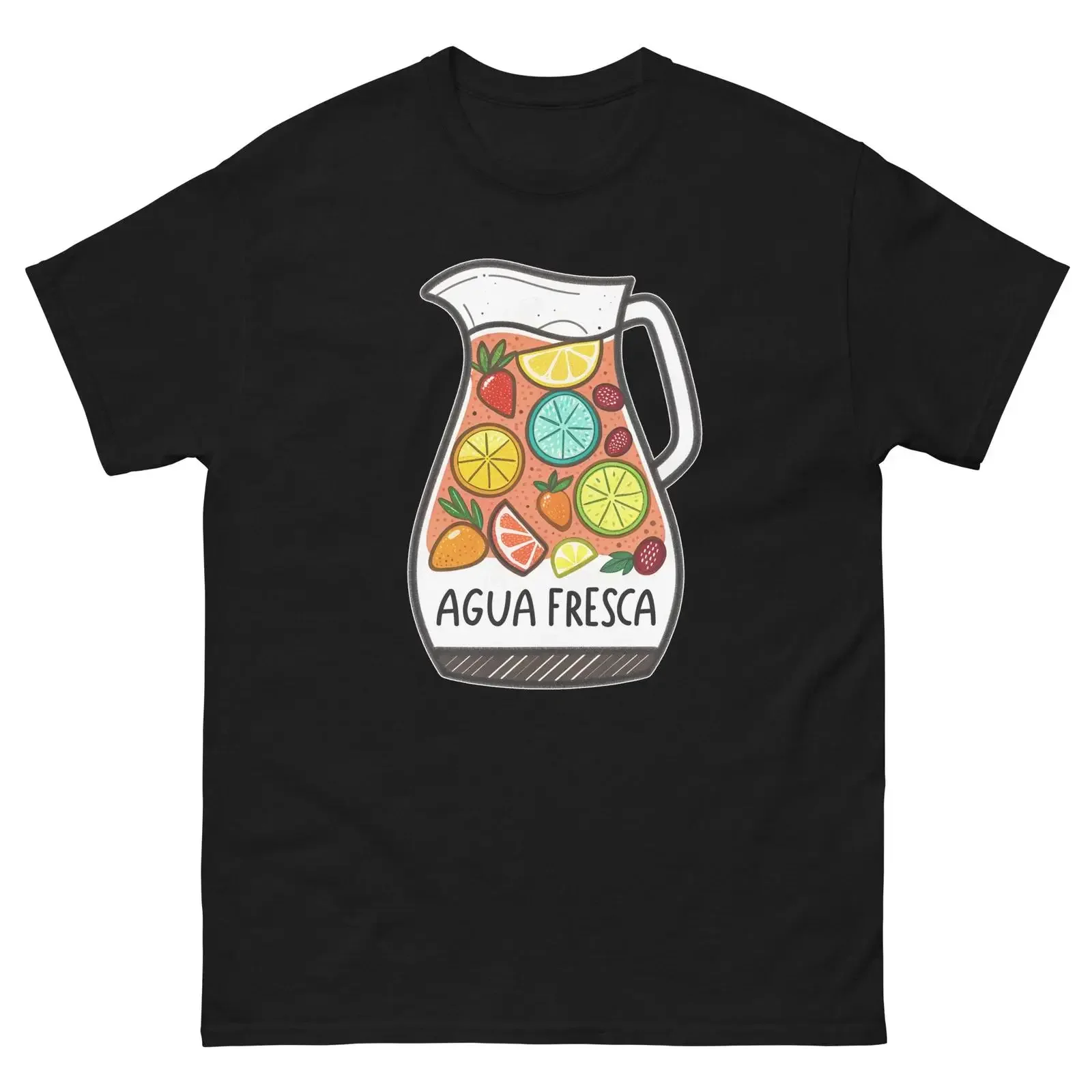 Фото Футболка с принтом Agua Fresca Drink Delicious Popular Beverage, винтажная, с эффектом потертости, повседневная, модная, стильная, слегка эластичная №1