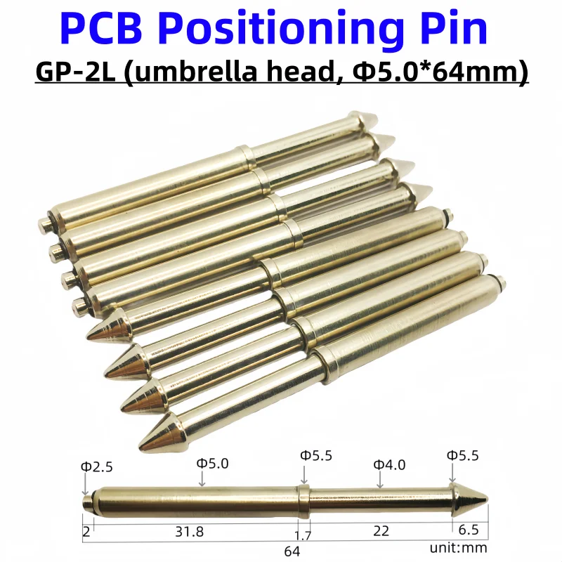 10/50 шт. GP-2L, головной светильник для зонта, позиционирующий штифт, длина 64 мм, диаметр 5,0 мм, зонд, железная колонна, пружинный приспособление для печатной платы, тестовые аксессуары