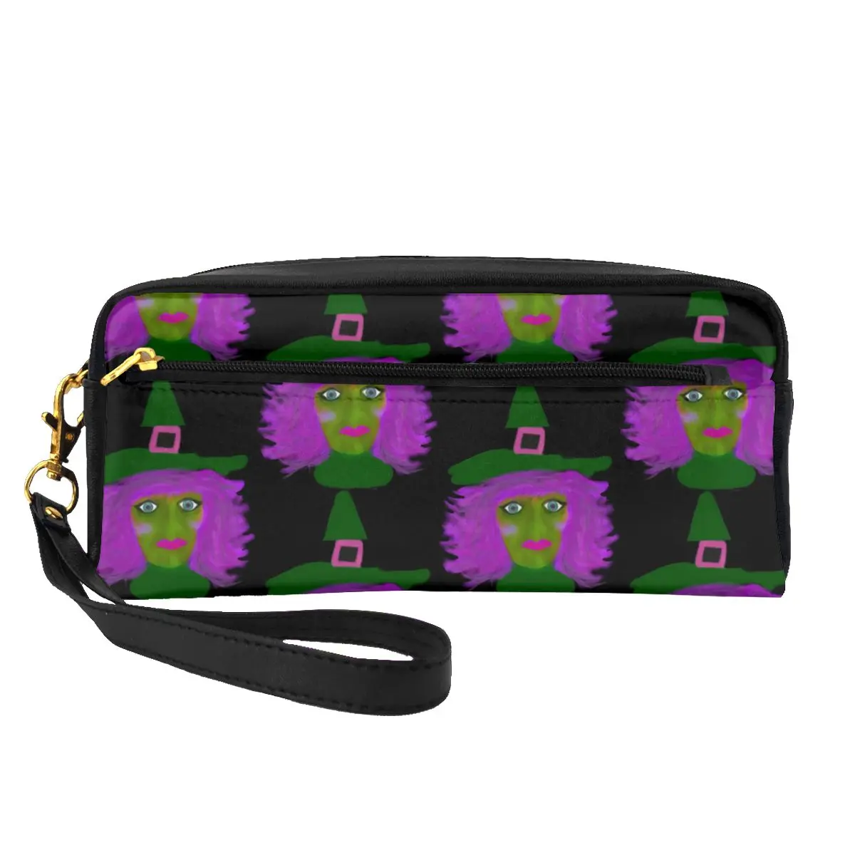 

Cute Halloween Witch Zip Storage Organizers Cartoon Print Large Capacity Home Makeup Bag Couples Cosmetic Bags