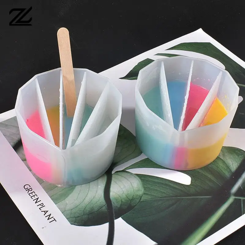 

Silicone Split Cups For Paints Pouring Acrylic Paint Pour Cup 5 Channels Dividers DIY Epoxy Resin Tools For Jewelry Making Craft