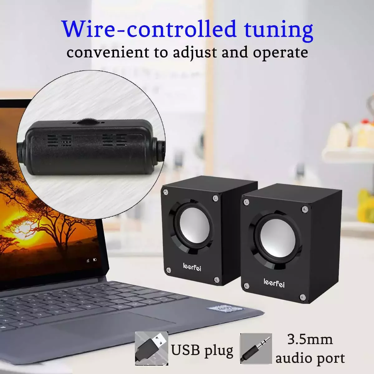 

1 Pair USB Wired Speakers Computer Speaker 4D Stereo Sound Surround Loudspeaker For PC Laptop Notebook Loudspeakers
