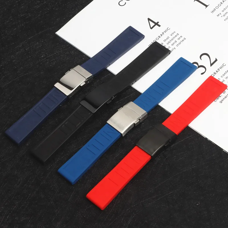 

Ремешок для наручных часов толстый, резиновый черный синий красный браслет для navitimer/avenger/Breitling, 20 мм 22 мм 24 мм
