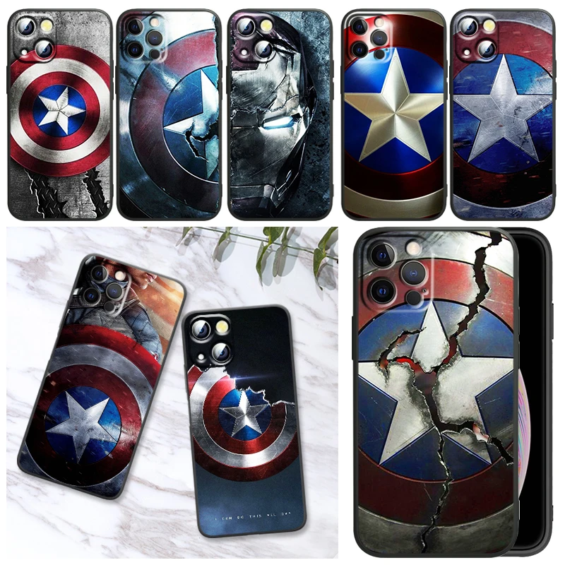 

Avengers Shield Marvel Phone Case For iPhone 11 12 13 Mini 13 14 Pro Max 11 Pro XS Max X XR Plus 7 8 Silicone Cover