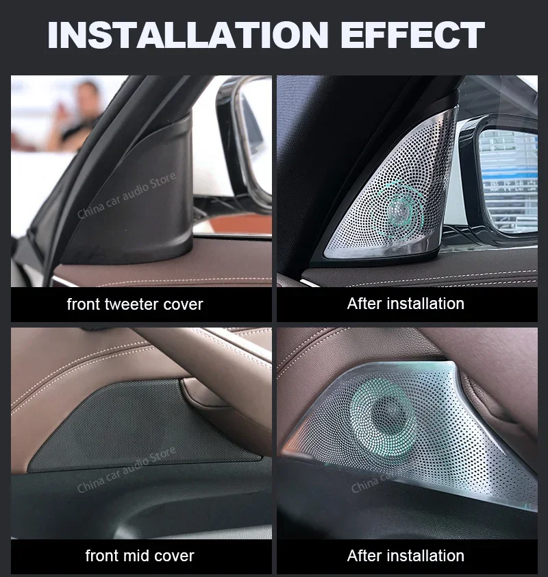 Фото Светодиодная накладка на динамик для BMW G30: твитер, среднечастотный динамик, сабвуфер, подсветка дверей, Hi-Fi аудио, улучшенный стереозвук, высококачественный звуковой сигнал №4