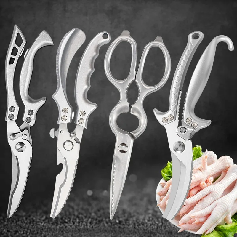 

Multi-function Powerful Kitchen Scissors Stainless Steel Knife Chicken Bone Seafood Cooking Scissors Knife Fish Cutter Shears