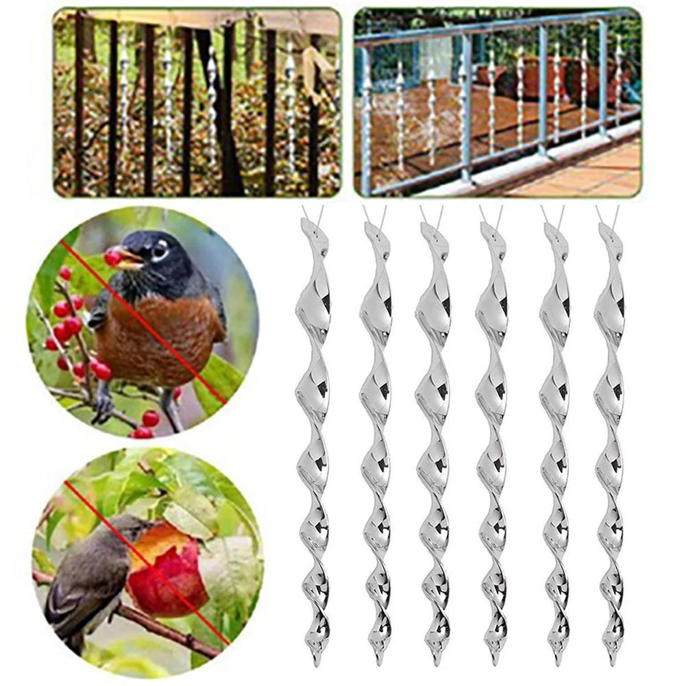 

6Pcs Rotating Reflective Rod Bird Repeller Environmental Protection Scare Tool Small Durable Birds Pigeons for Sparrows 30cm