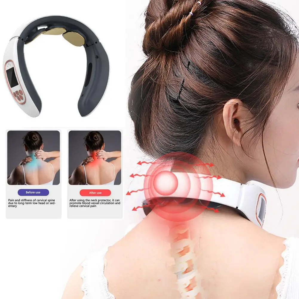 

Electric Neck Massager &Pulse Back Massage Far Infrared Heating Pain Relief Tool Health Care Masajeador Machine Dropship