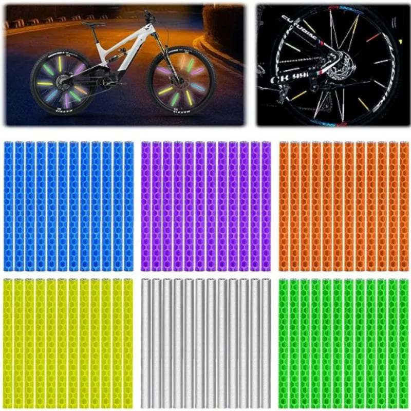 

72Pcs 3M Spoke Reflectors for Bicycles 360° Visibility Bike Spoke Reflectors Bike Wheel Reflector Tube Waterproof Warning Spoke