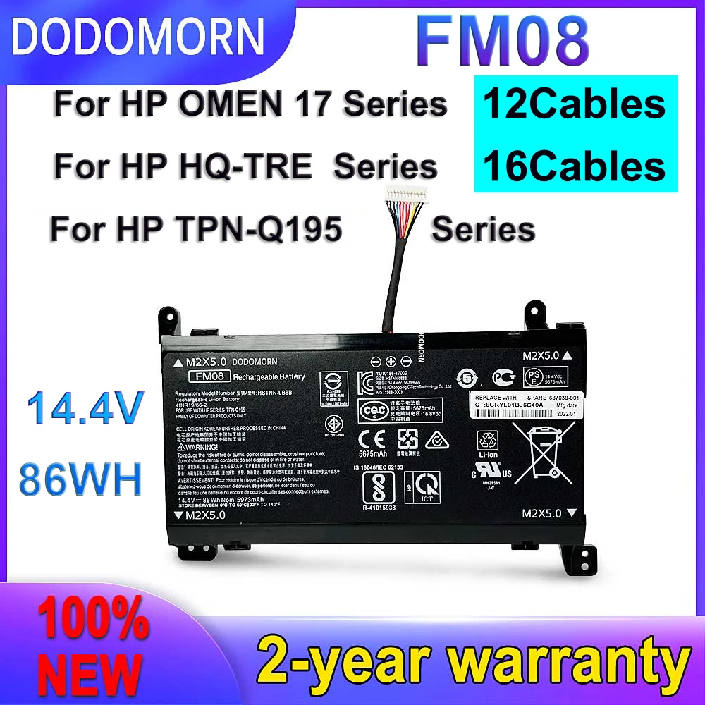 

DODOMORN New FM08 Аккумулятор для HP OMEN 17-an013TX 17-an014TX TPN-Q195 HSTNN-LB8B TPN-Q195 8922753-421 Быстрая доставка