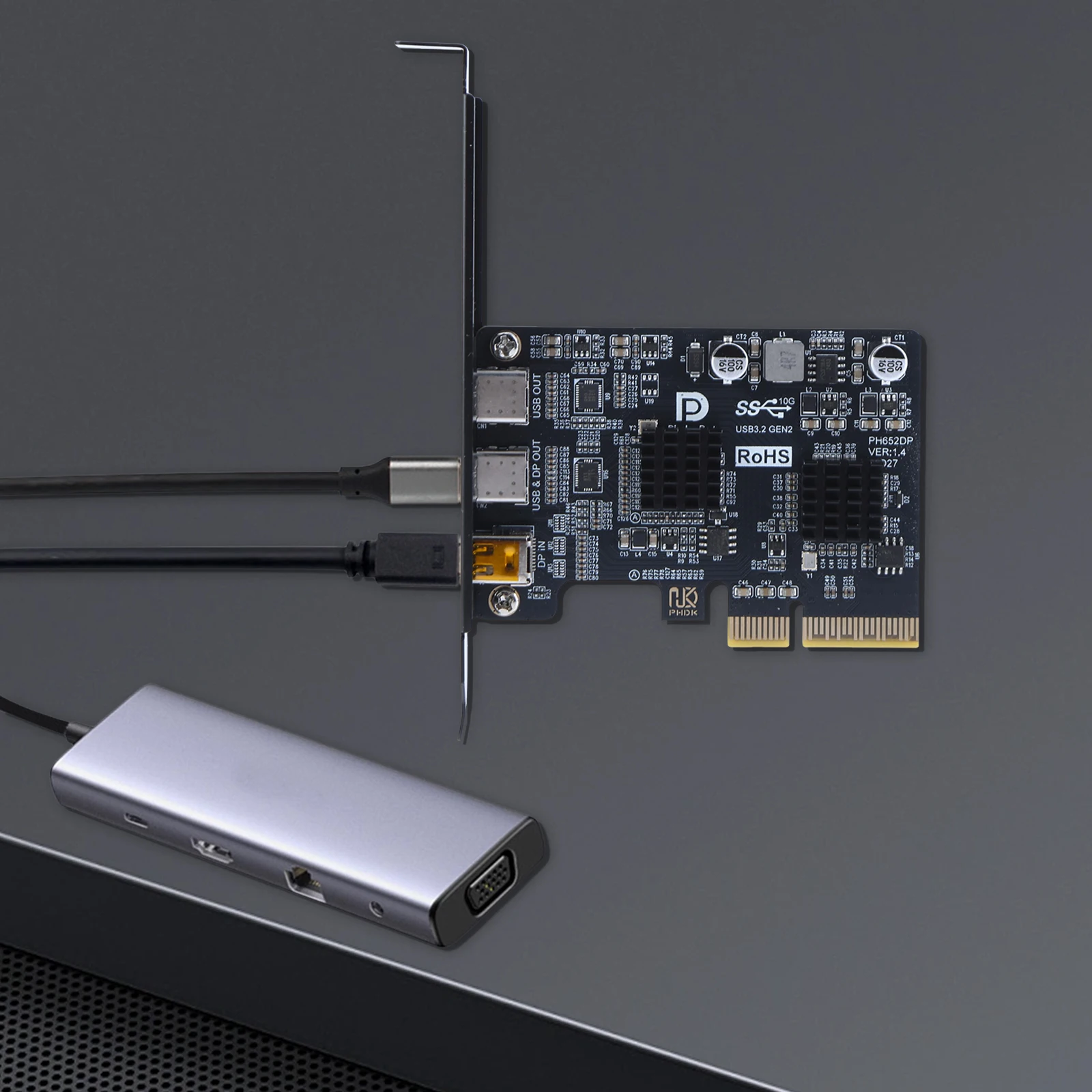 Фото Контроллер-адаптер Type-C ASM3142 USB 3.1 10 Гбит/с Gen 2, плата расширения, док-станция с двумя портами USB-C №4