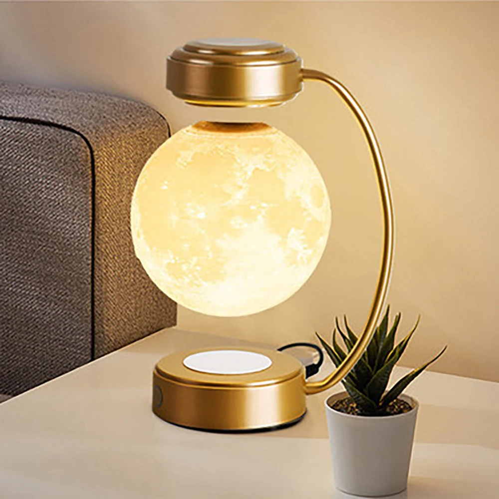 3D Magnetic Levitating Moon LED Night Light Rotating Wireless Moon Ball Floating Lamp For School Office Supply Home Decoration