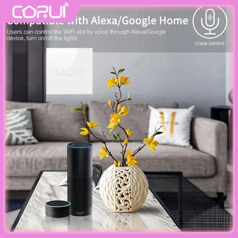 

2/3/5PCS Anti-scratch Tuya Wifi Smart Touch Switch Timing 1/2/3 Gang Touch Tempered Wifi Switch App Control Voice Control